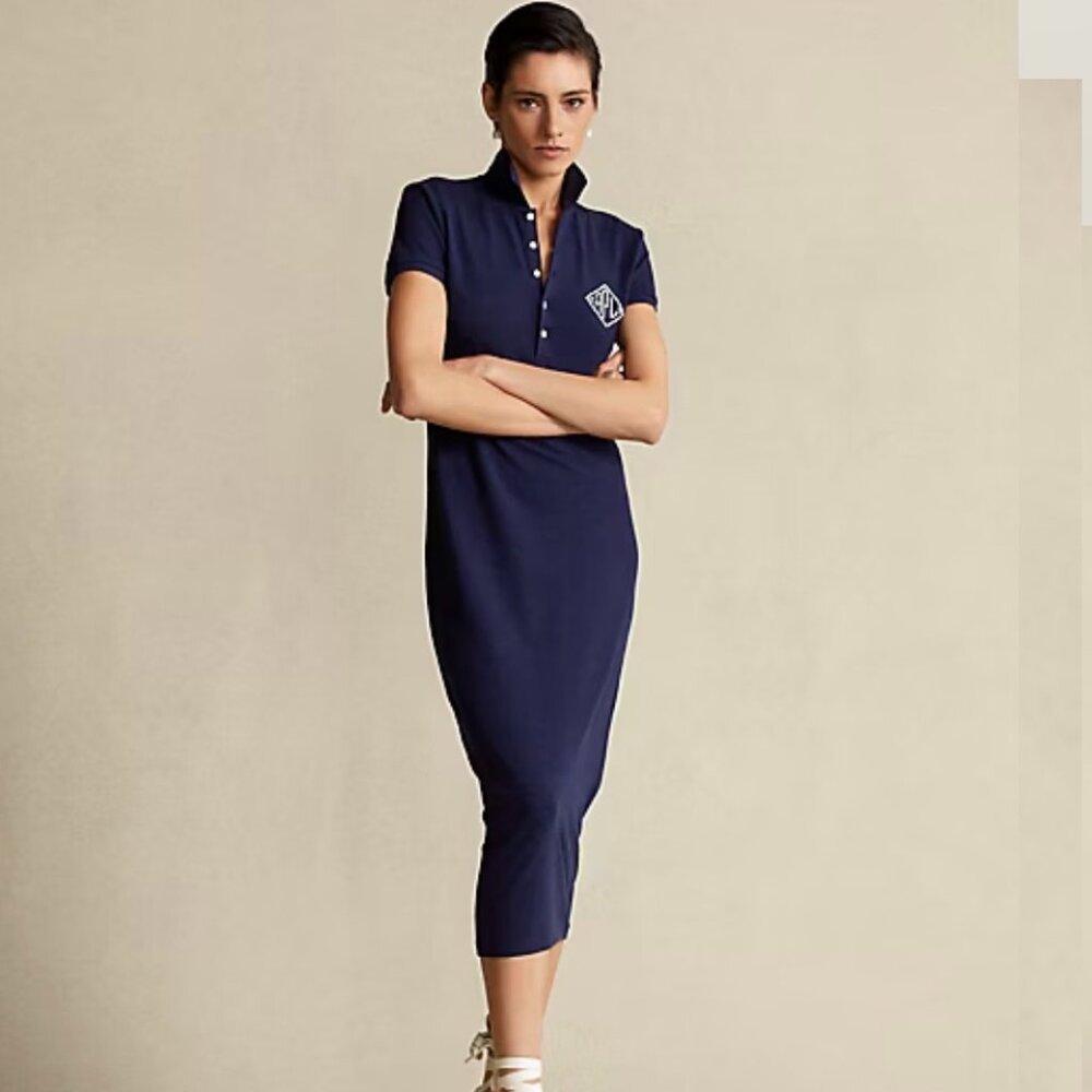 RL Pique Polo Dress in Navy